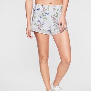 Athleta Running Shorts White Floral Womens Size L Athletic Outdoor Trail Jogging